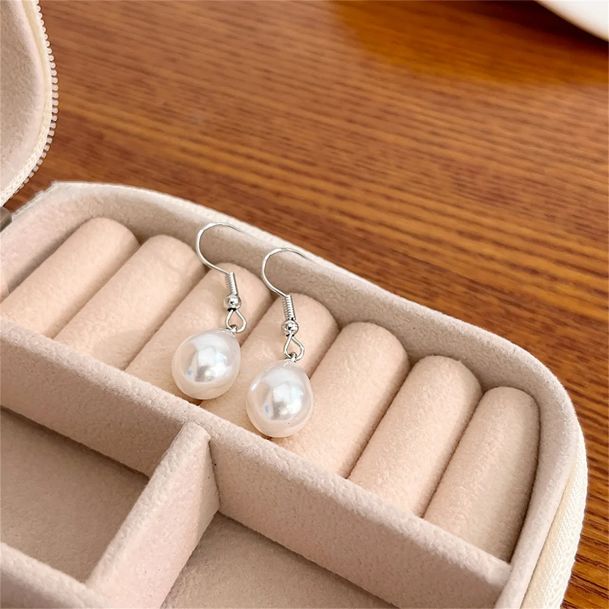 Pearl & Silver-Plated Dangle Drop Earrings