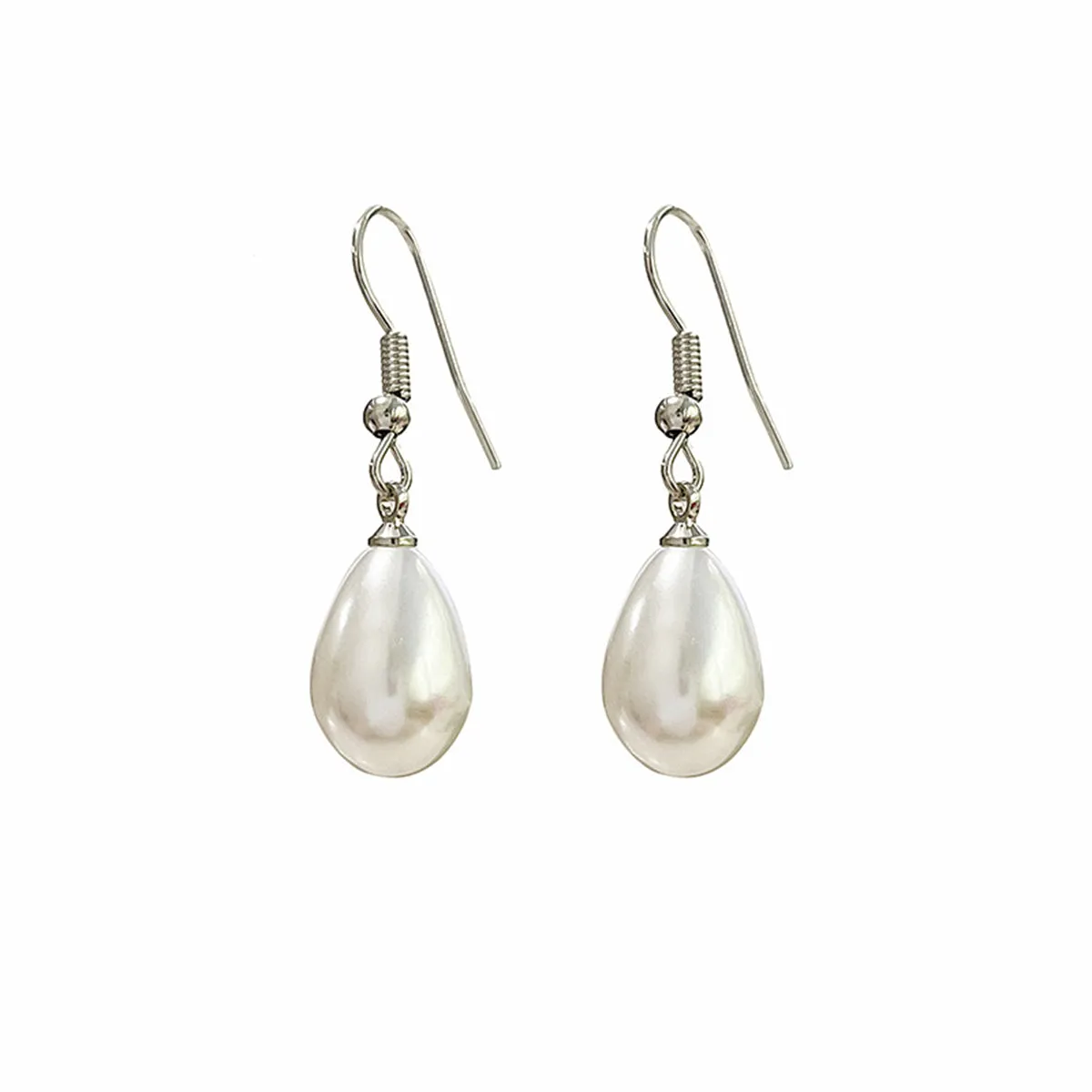 Pearl & Silver-Plated Dangle Drop Earrings