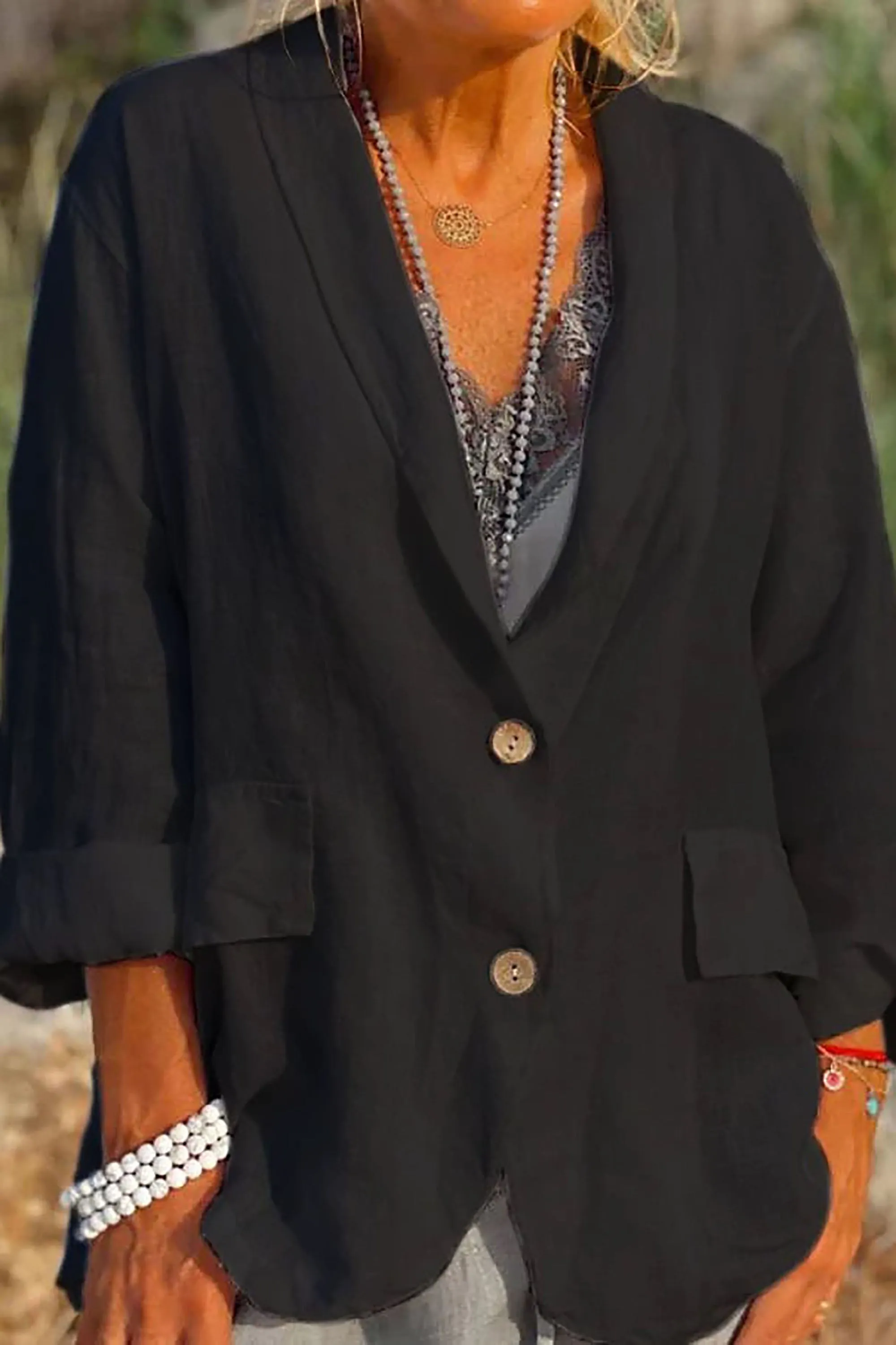 Pella® | Airy Linen Jacket With Button Placket