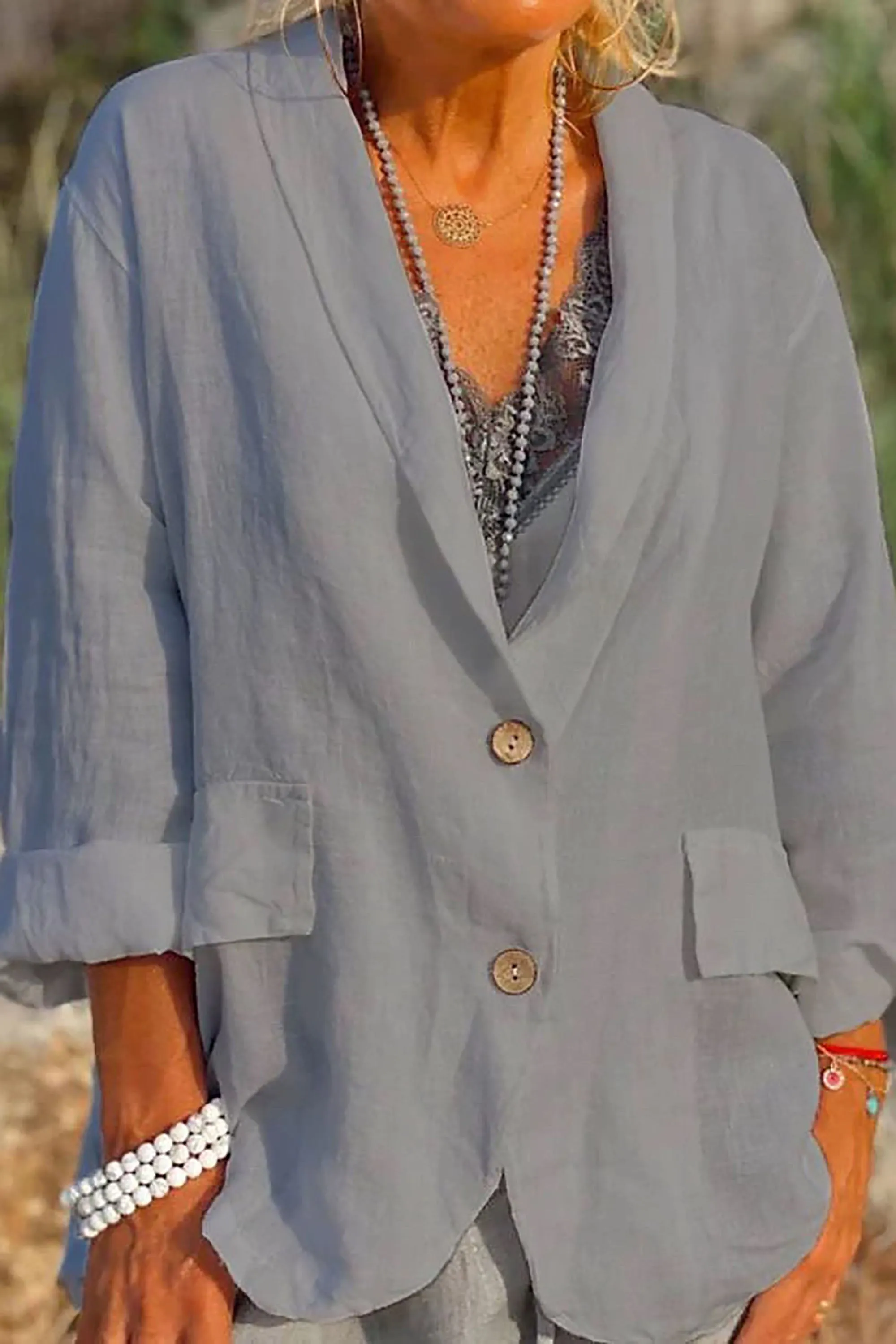 Pella® | Airy Linen Jacket With Button Placket