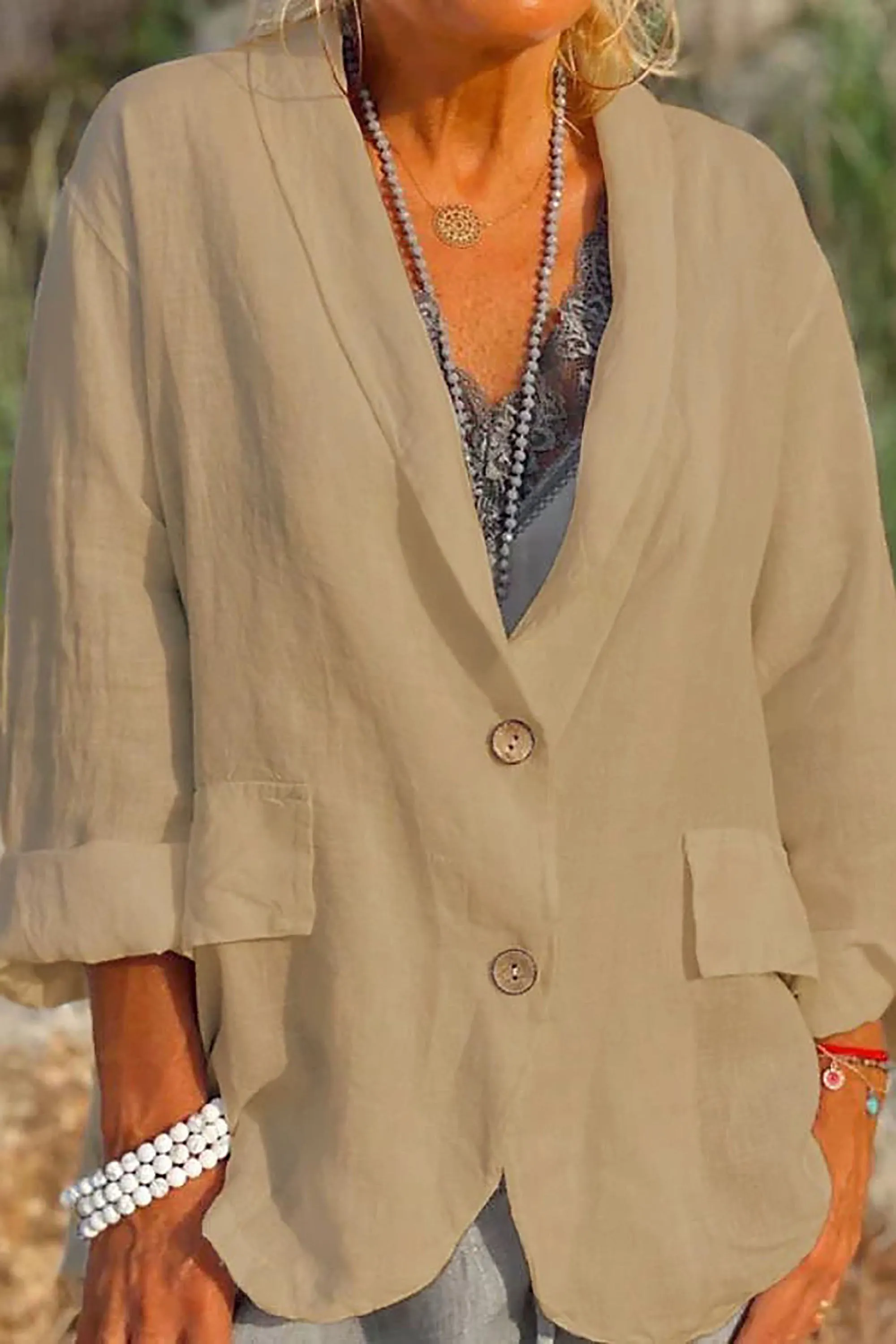 Pella® | Airy Linen Jacket With Button Placket