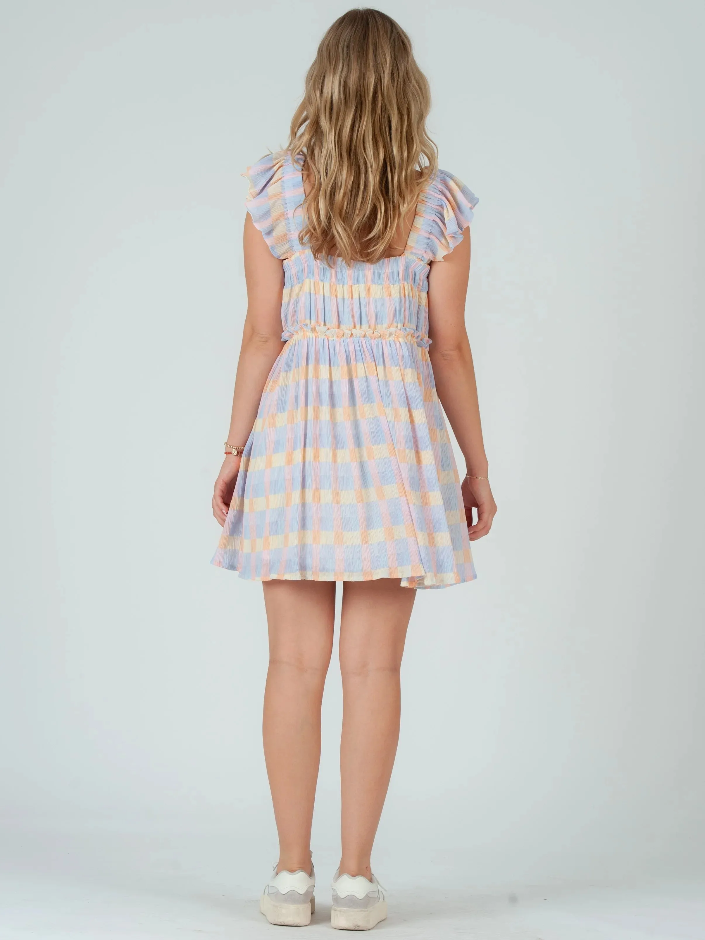 Penelope Gingham Mini Dress {Pastel}
