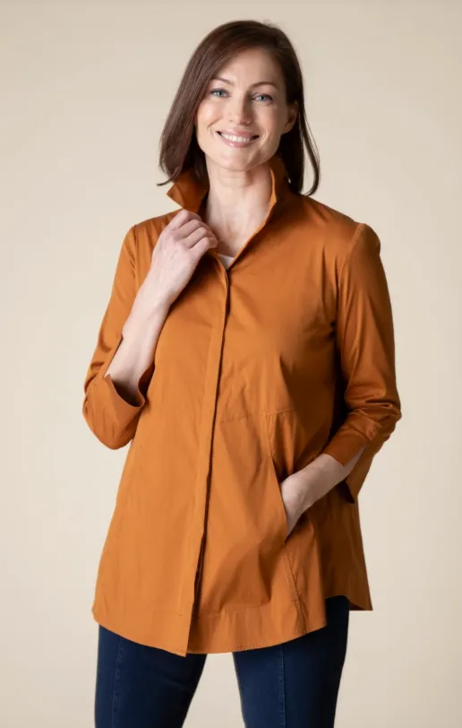 Perfect Travel Hidden Placket Shirt - Ginger