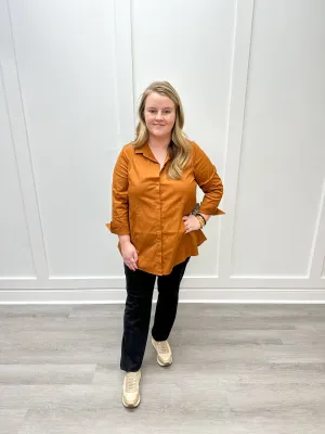Perfect Travel Hidden Placket Shirt - Ginger