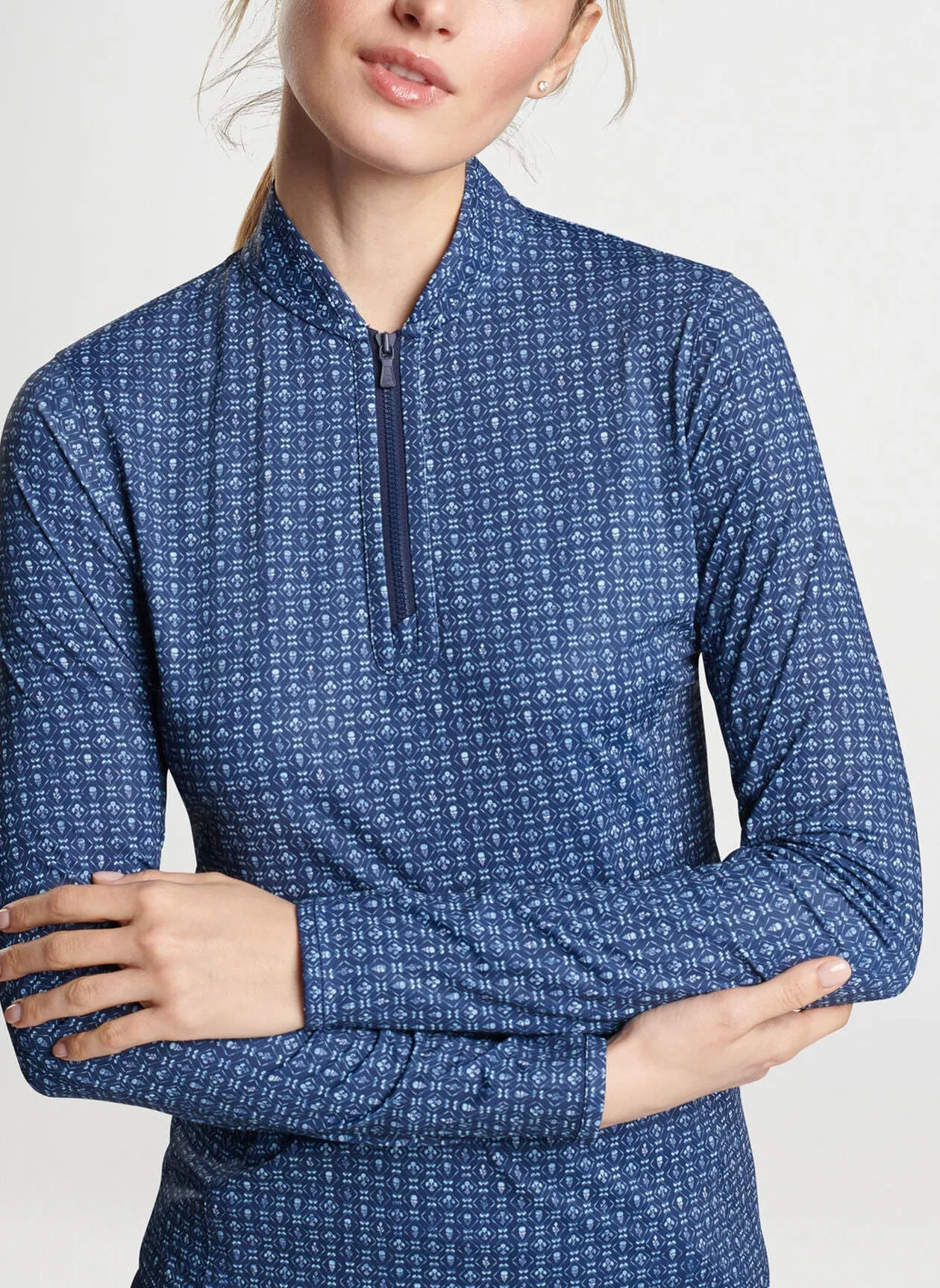 Peter Millar Womens Back Nine Lightweight Sun Shirt - NAVY