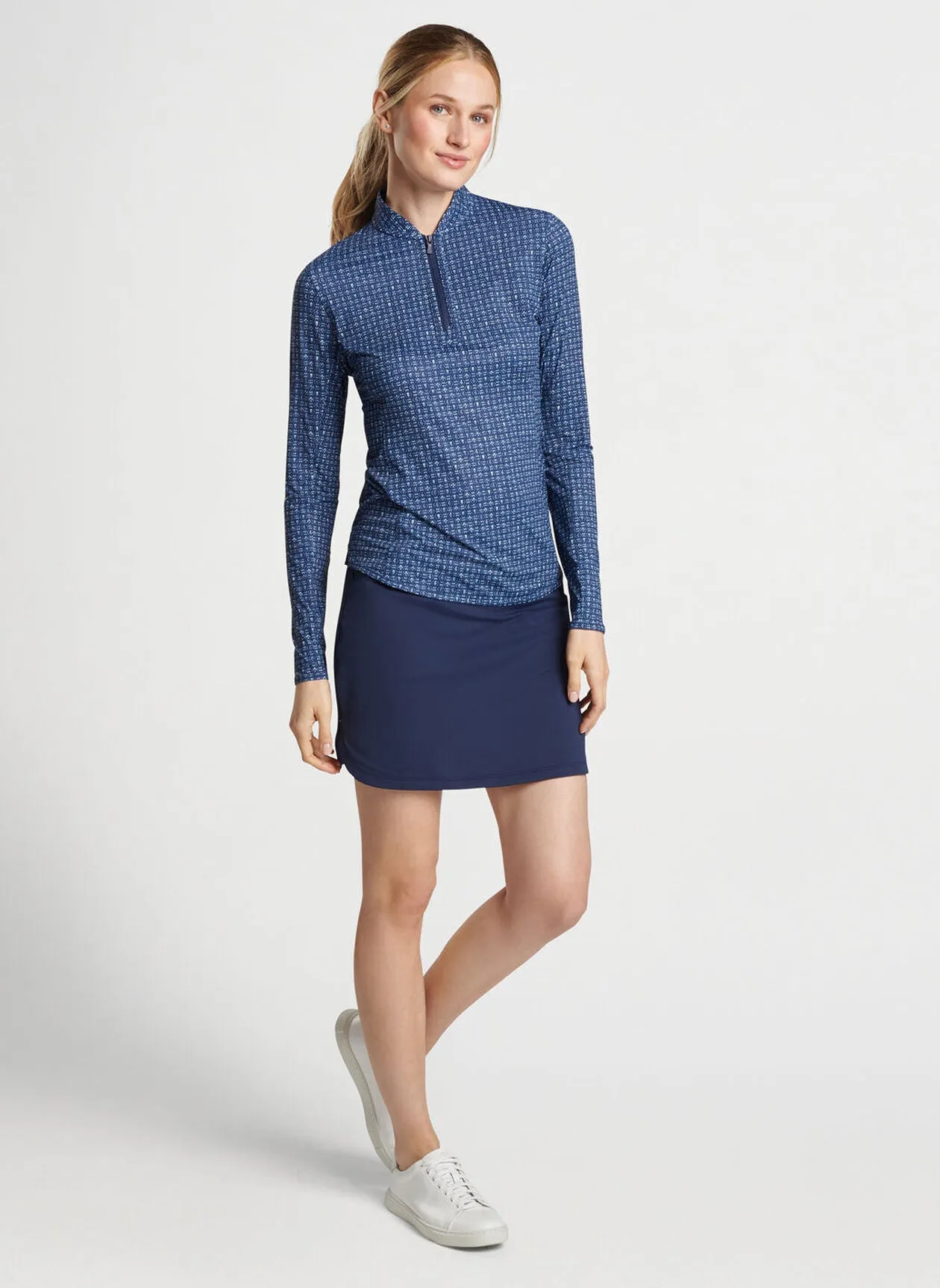 Peter Millar Womens Back Nine Lightweight Sun Shirt - NAVY