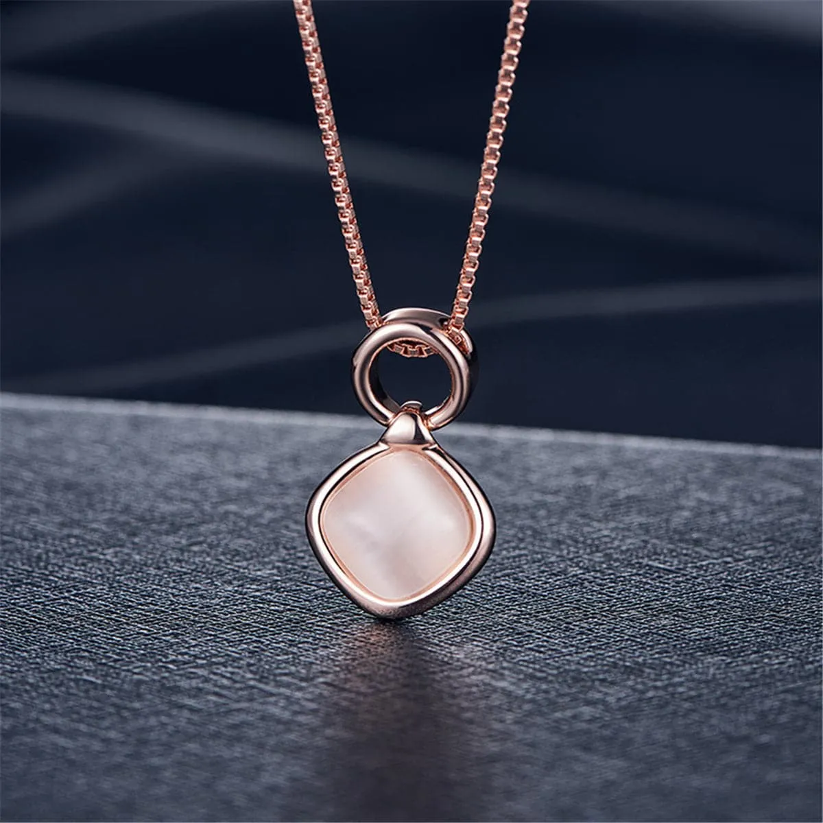 Pink & 18K Rose Gold-Plated Pendant Necklace & Drop Earrings