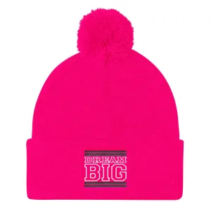 Pink Black and White Pom Pom Beanie