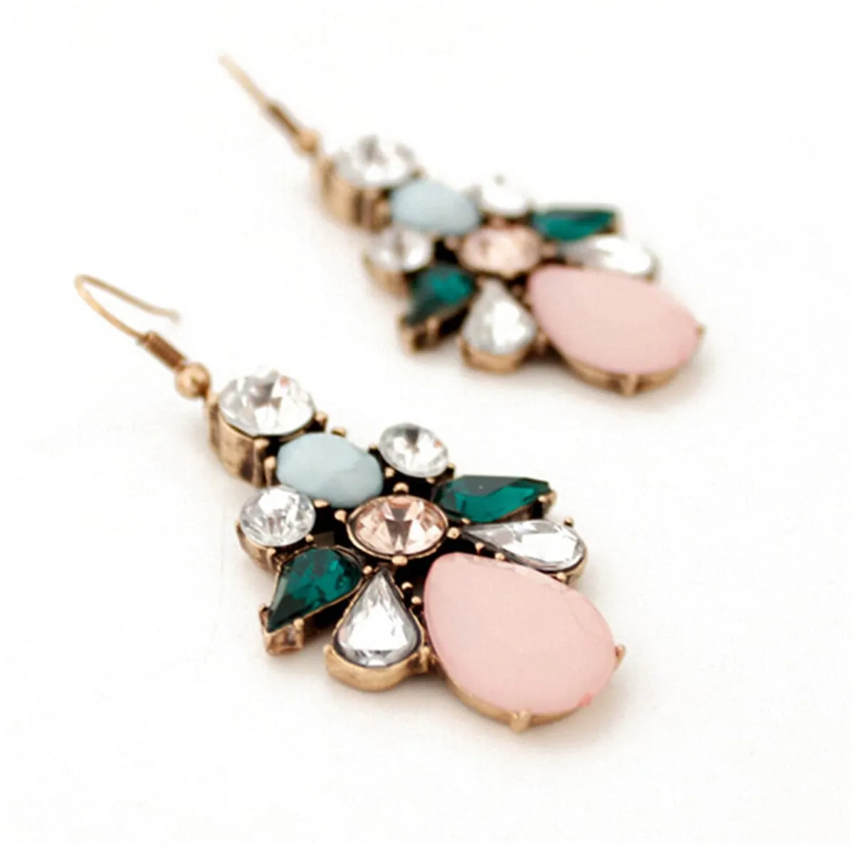 Pink Crystal & Cubic Zirconia 18K Gold-Plated Prong-Set Drop Earrings