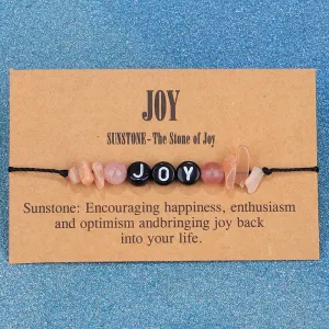 Pink Quartz & Black 'Joy' Adjustable Bracelet