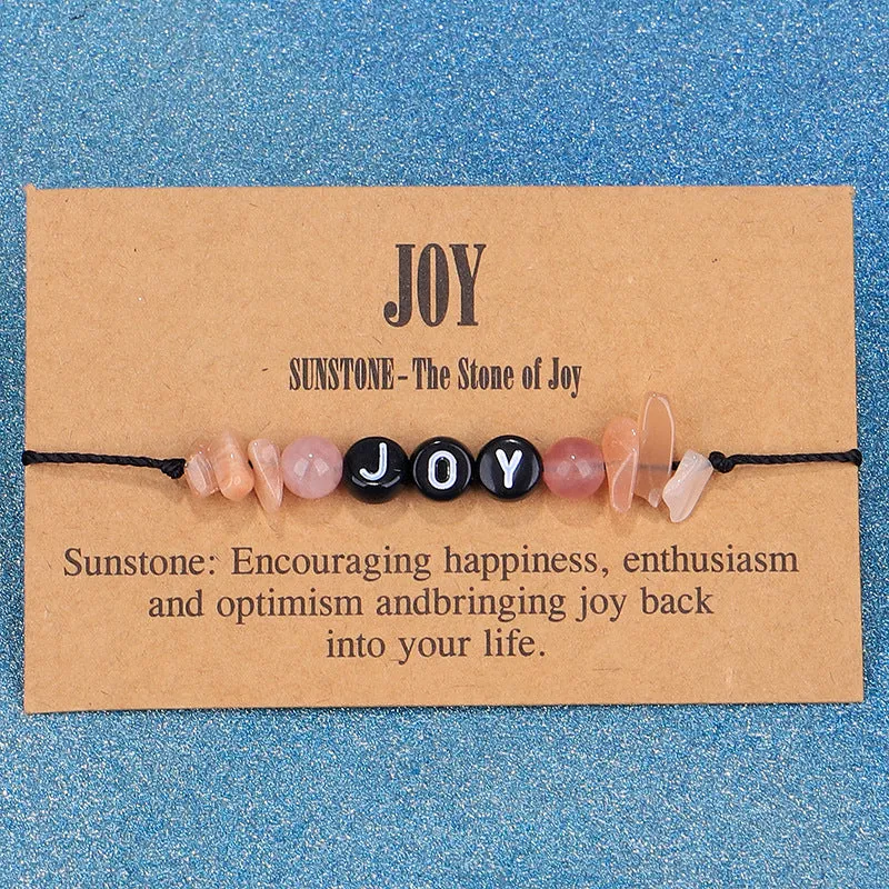 Pink Quartz & Black 'Joy' Adjustable Bracelet