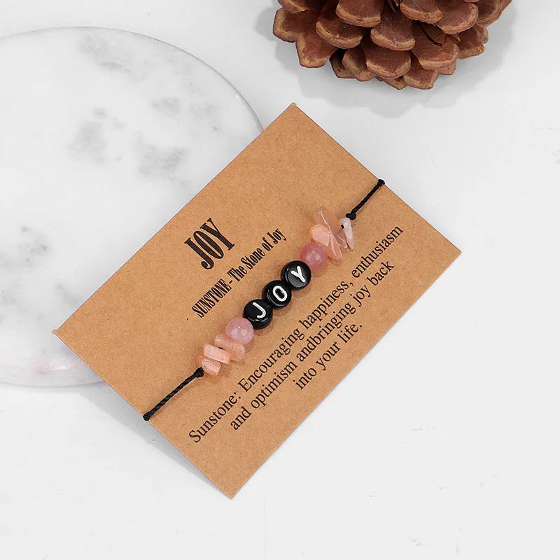 Pink Quartz & Black 'Joy' Adjustable Bracelet