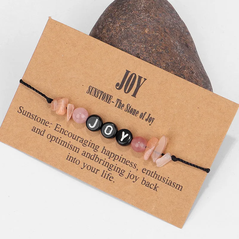 Pink Quartz & Black 'Joy' Adjustable Bracelet