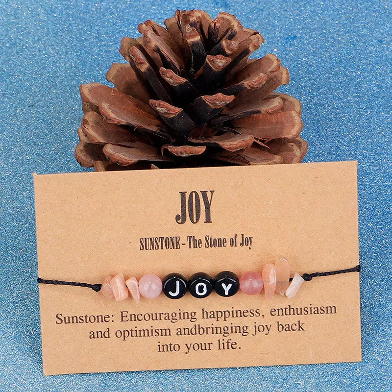 Pink Quartz & Black 'Joy' Adjustable Bracelet