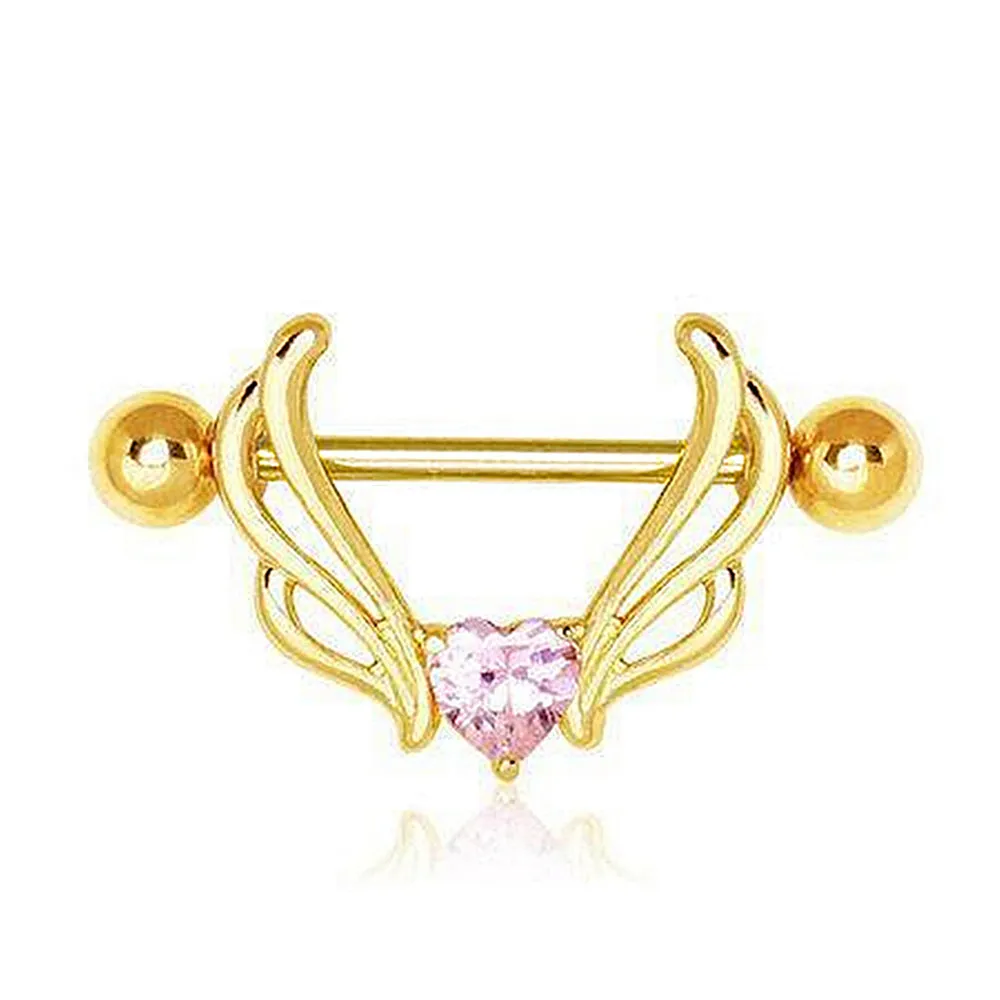 Pink Sapphire Heart Nipple Shield Ring