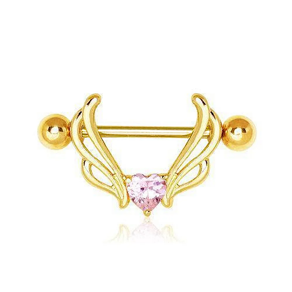 Pink Sapphire Heart Nipple Shield Ring