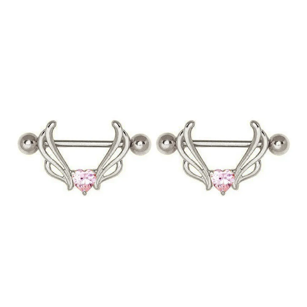 Pink Sapphire Heart Nipple Shield Ring
