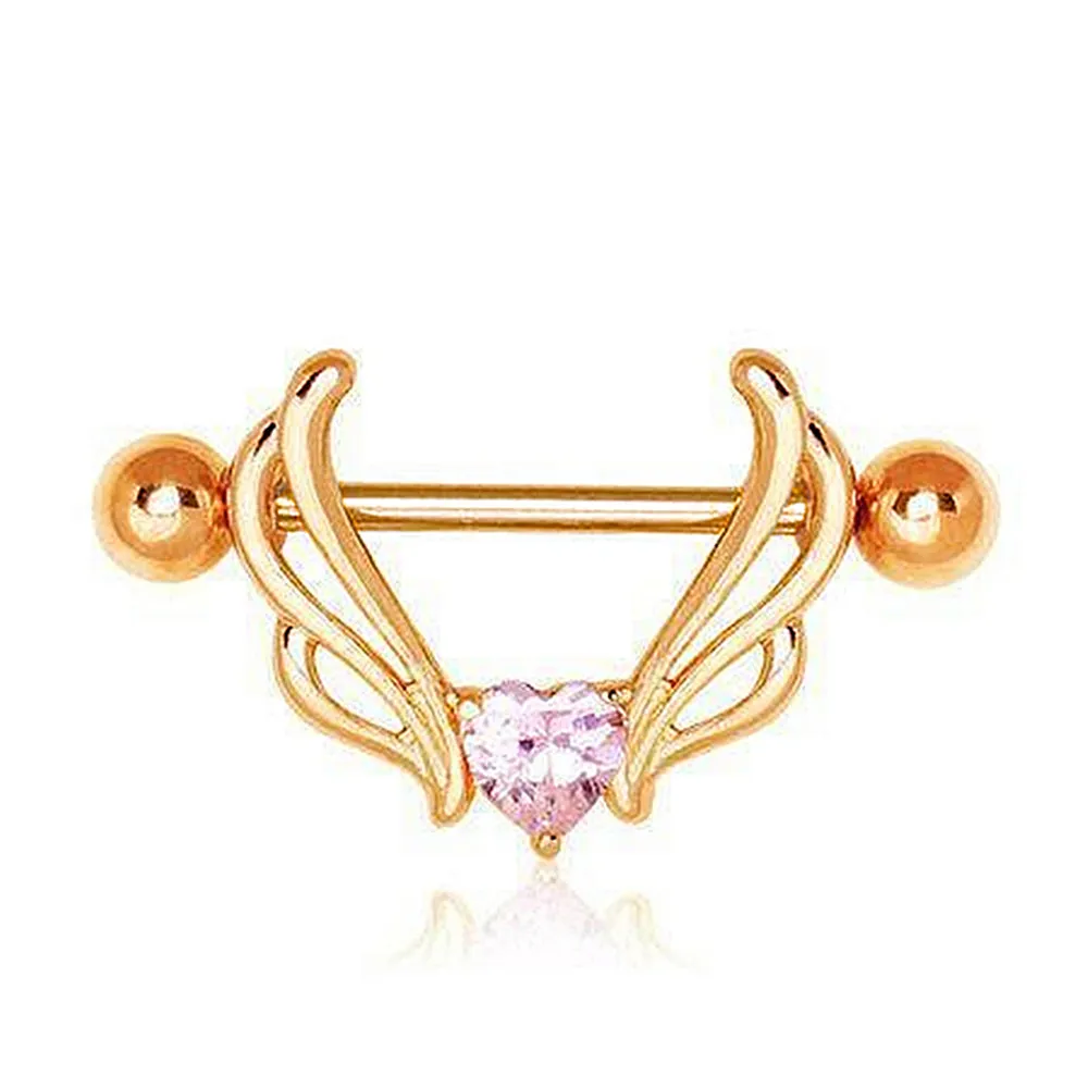 Pink Sapphire Heart Nipple Shield Ring
