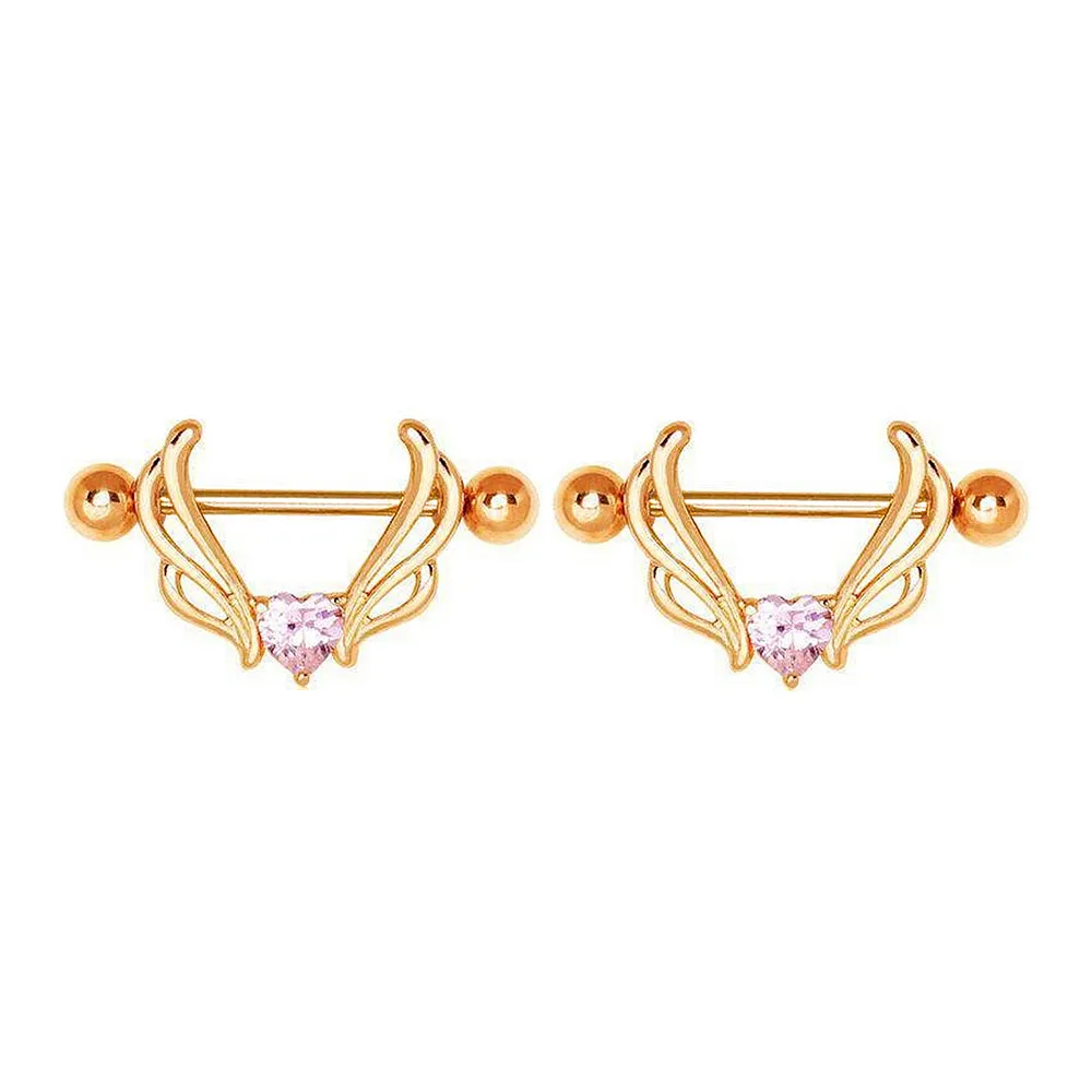 Pink Sapphire Heart Nipple Shield Ring
