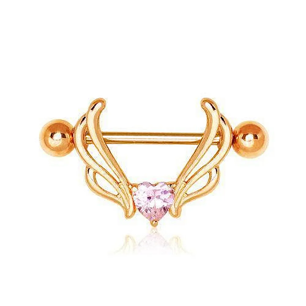 Pink Sapphire Heart Nipple Shield Ring