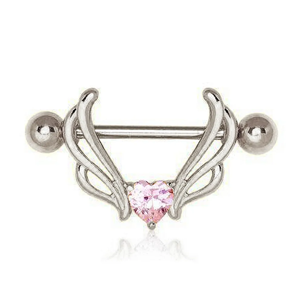 Pink Sapphire Heart Nipple Shield Ring