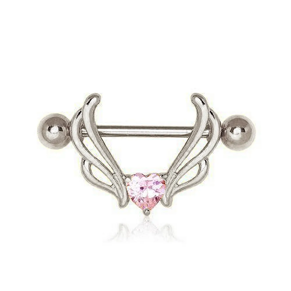 Pink Sapphire Heart Nipple Shield Ring
