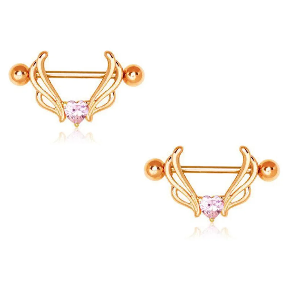 Pink Sapphire Heart Nipple Shield Ring