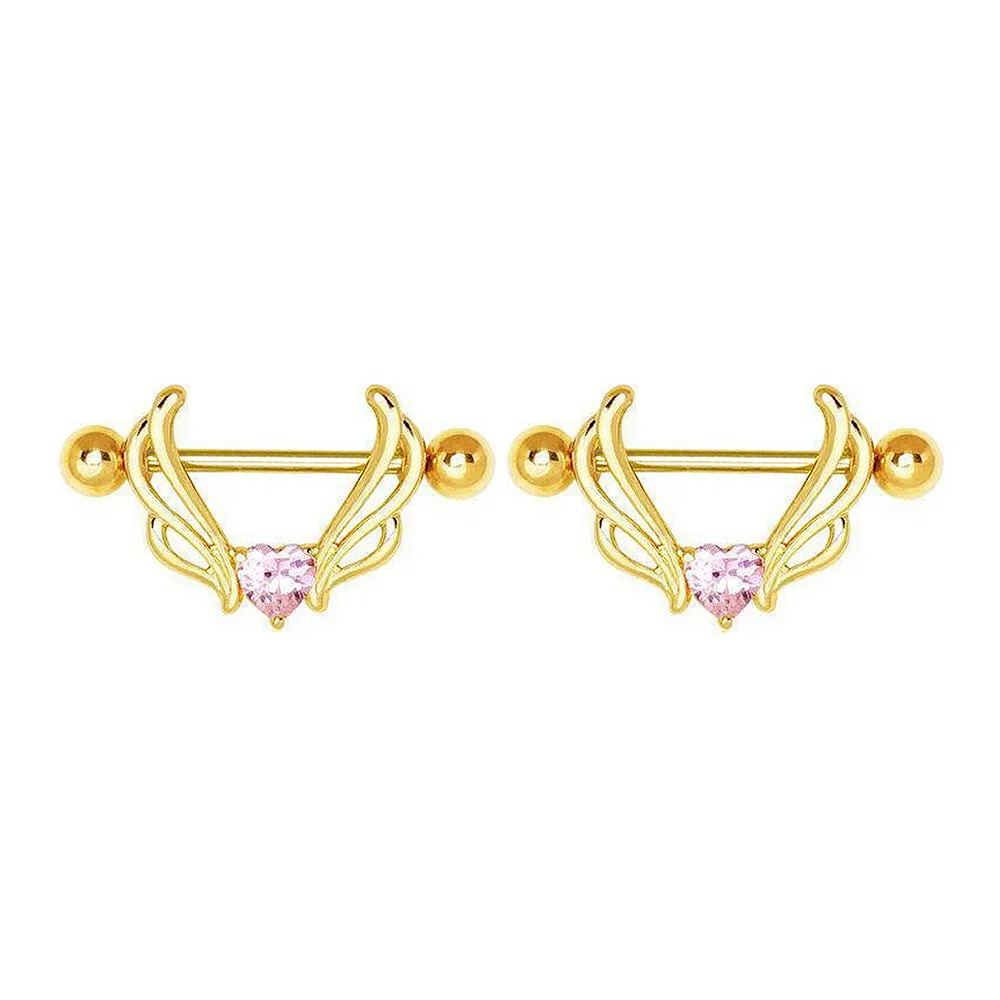 Pink Sapphire Heart Nipple Shield Ring