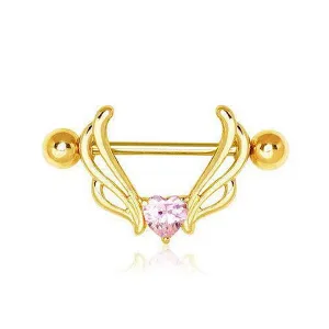 Pink Sapphire Heart Nipple Shield Ring