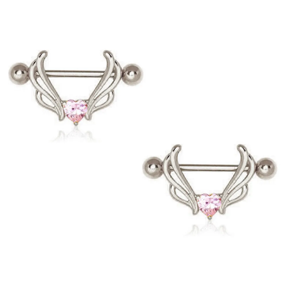 Pink Sapphire Heart Nipple Shield Ring