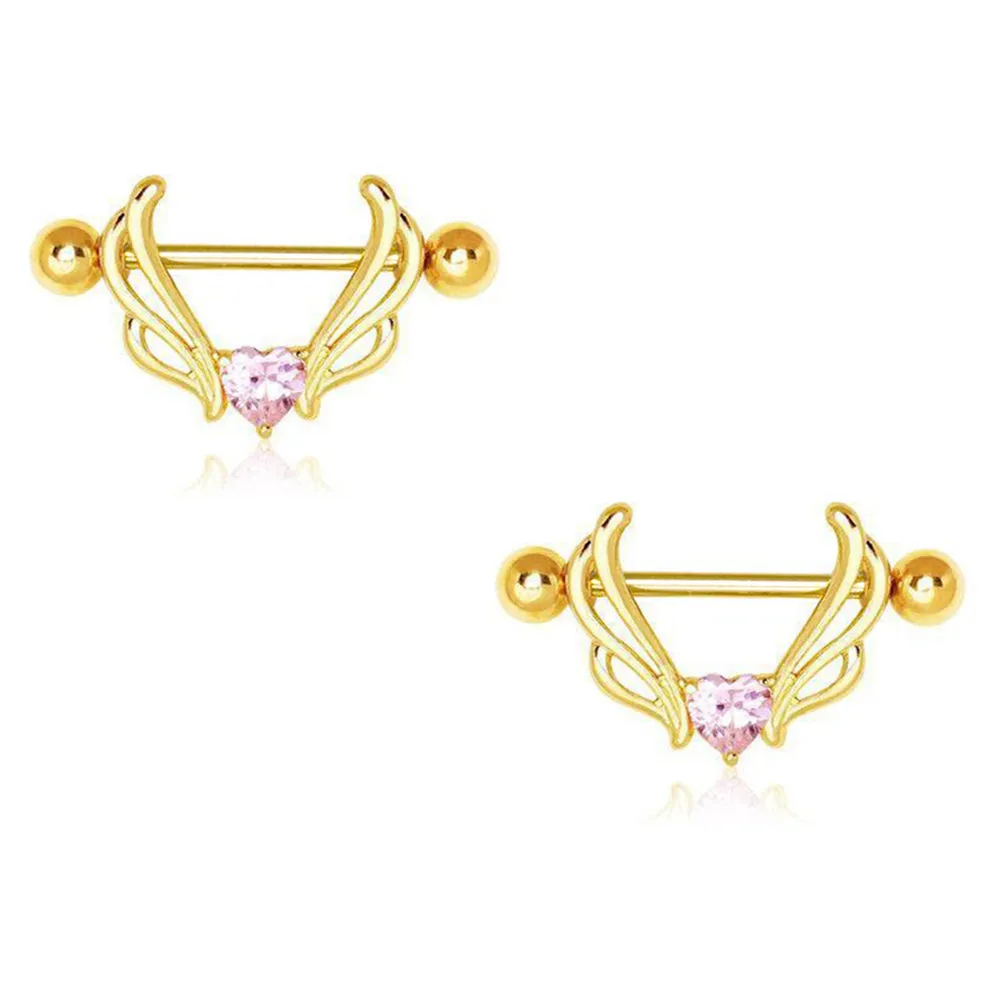 Pink Sapphire Heart Nipple Shield Ring