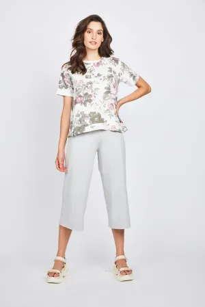 Pistache Short Sleeve Crew Neck Terry Cotton Top