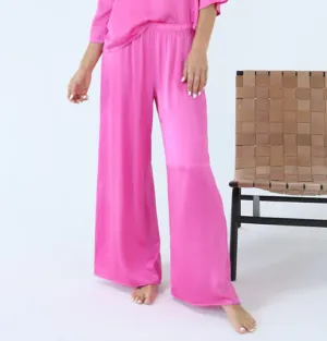 PJ Harlow Daydream Mo Satin Palazzo Pant - Hot Pink