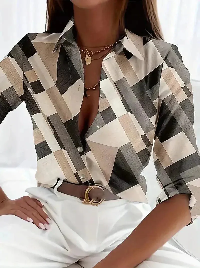 PlaidChic™ | Women's Button-Up Shirt | Lightweight Cotton, Stylish Plaid Print & Versatile Wear