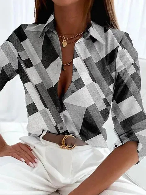 PlaidChic™ | Women's Button-Up Shirt | Lightweight Cotton, Stylish Plaid Print & Versatile Wear