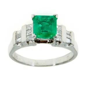 Platinum 1.85ct Emerald & Diamond Engagement Ring