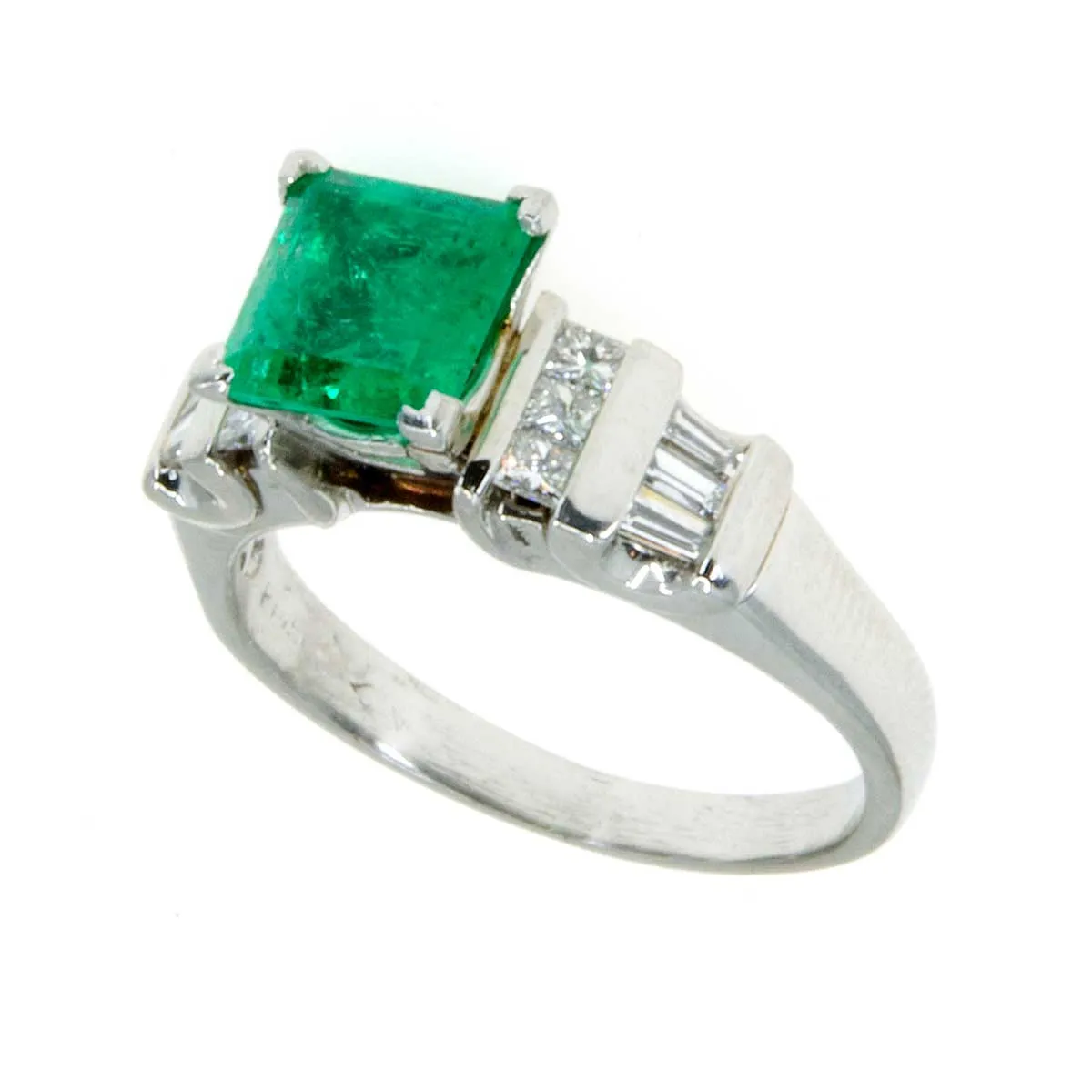 Platinum 1.85ct Emerald & Diamond Engagement Ring
