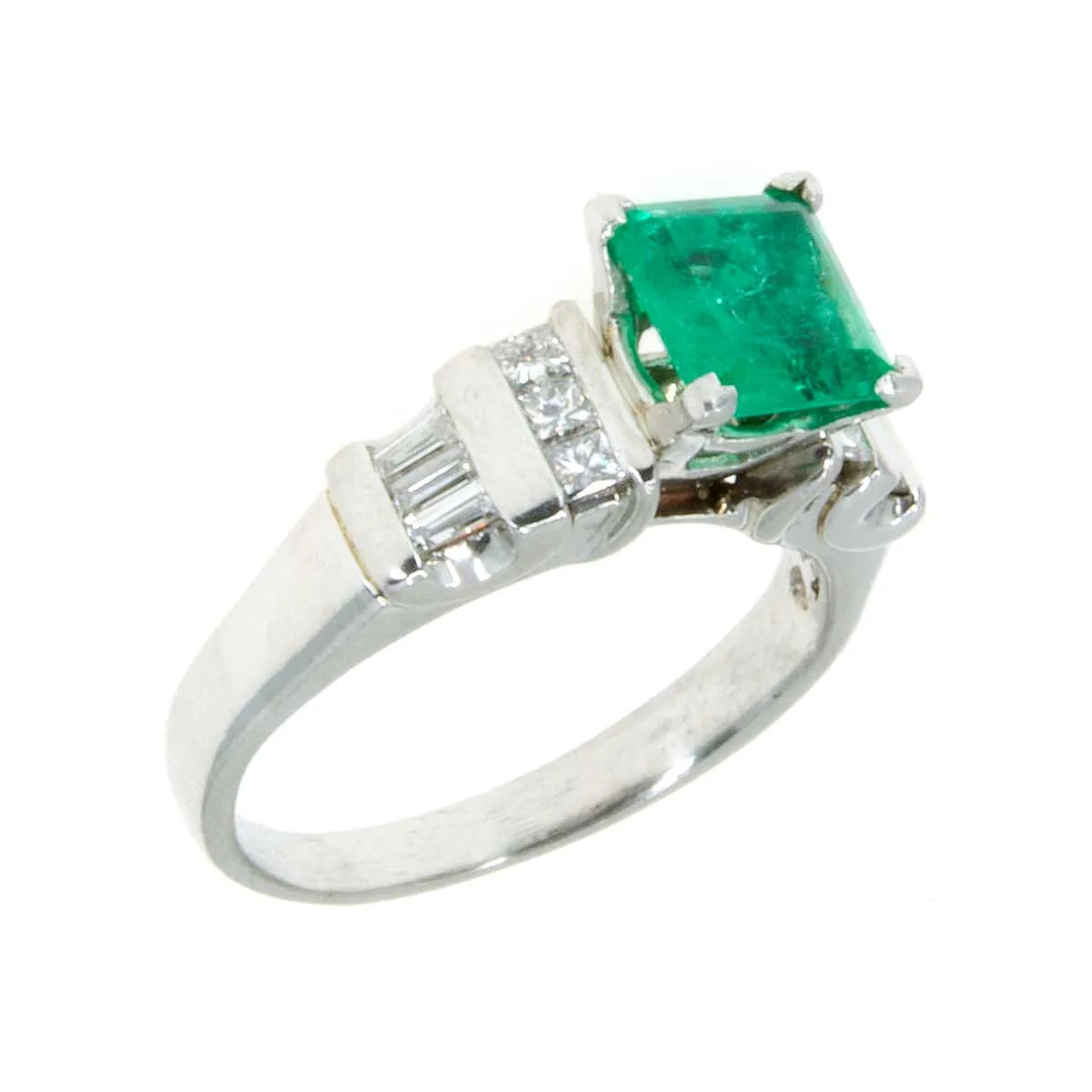 Platinum 1.85ct Emerald & Diamond Engagement Ring
