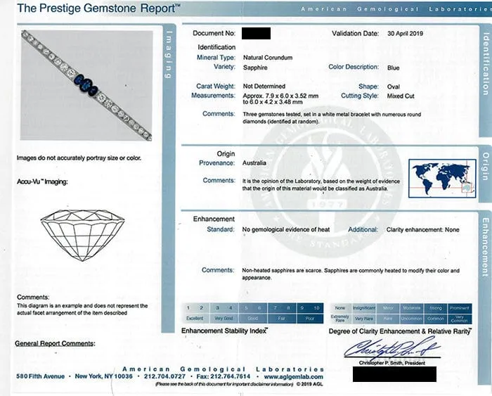 Platinum 1920's Oval Sapphire and Diamond Bracelet, AGL certified