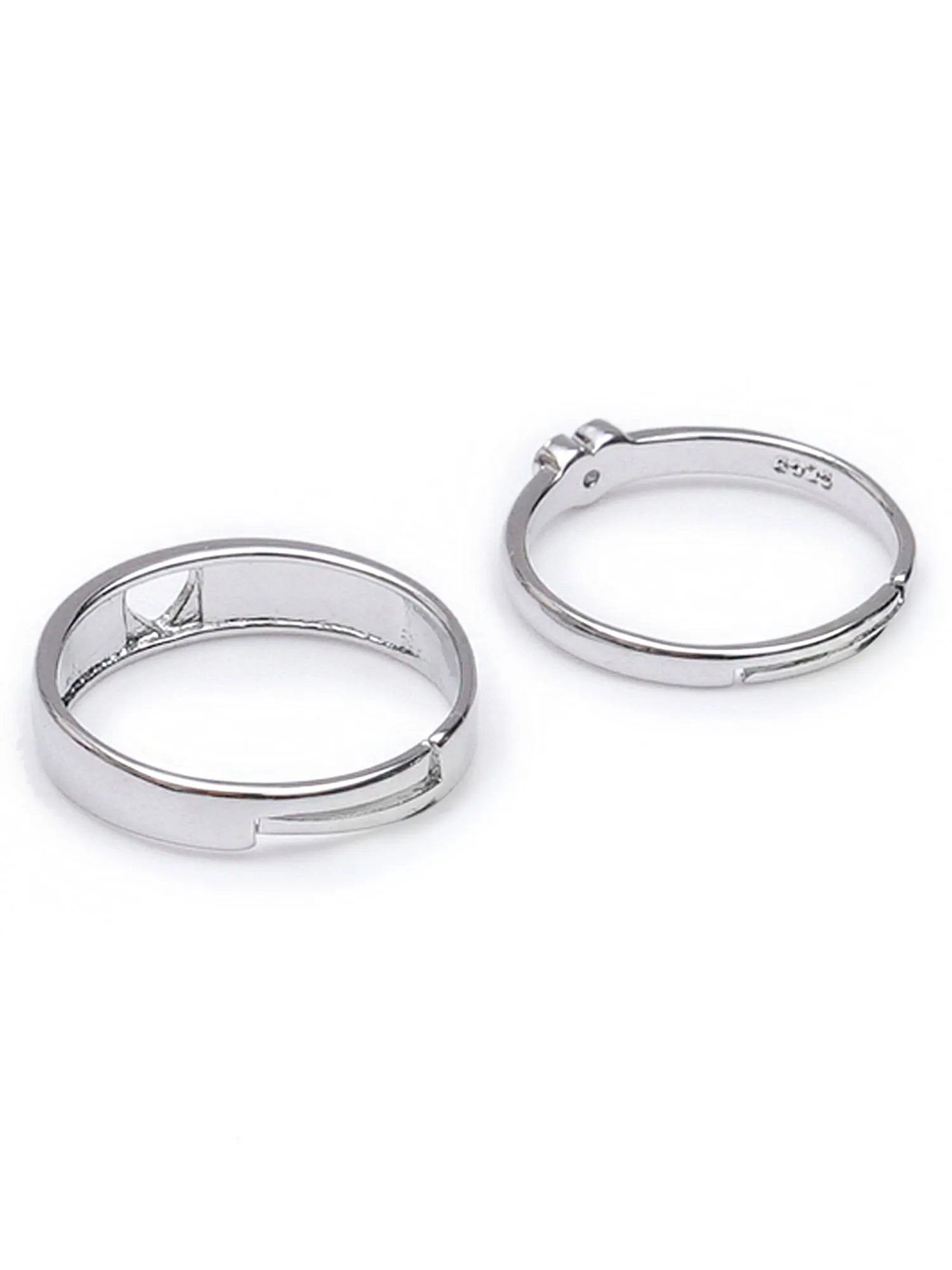Platinum Plated Heart Shaped Adjustable Couple Ring