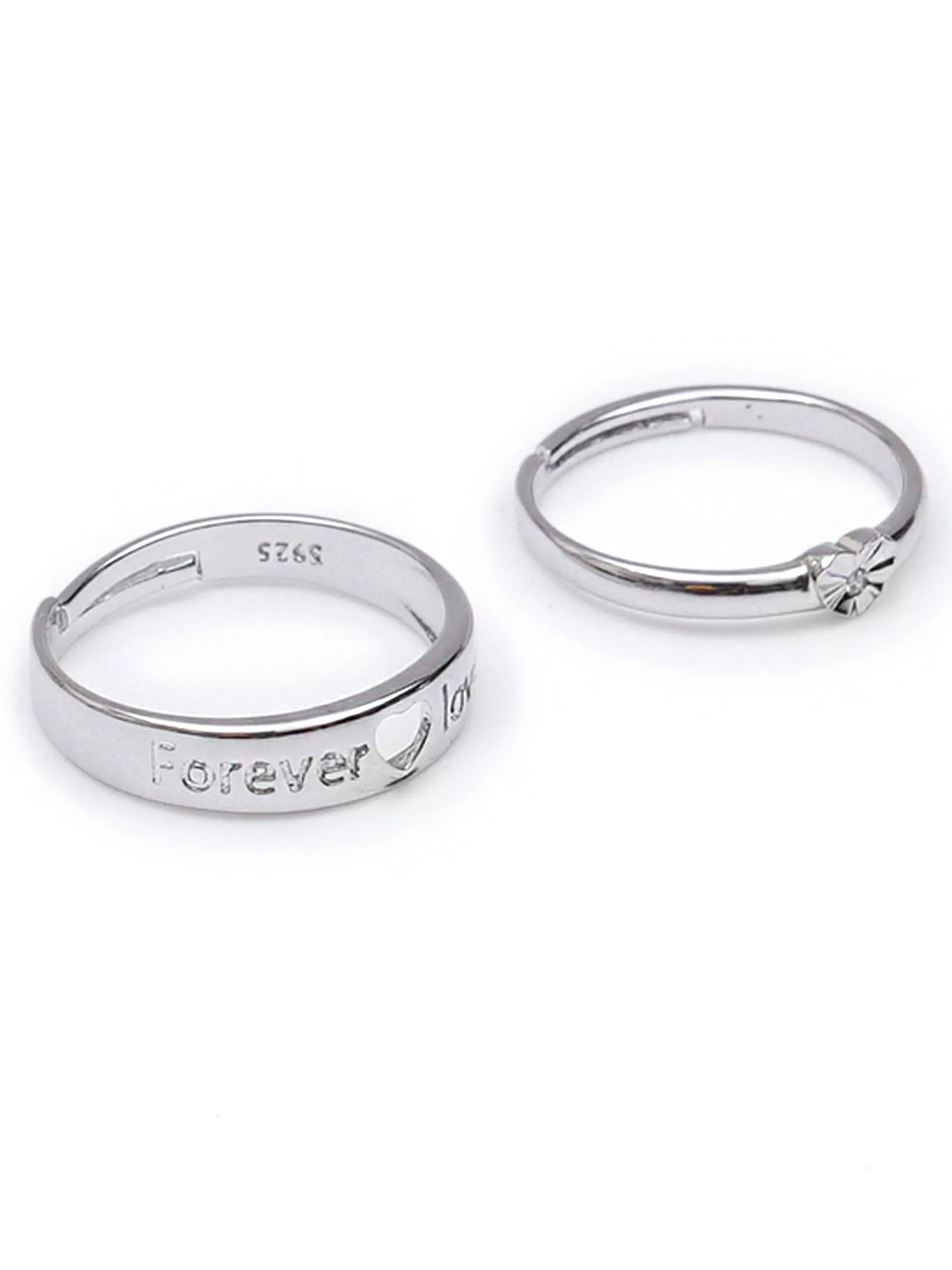 Platinum Plated Heart Shaped Adjustable Couple Ring