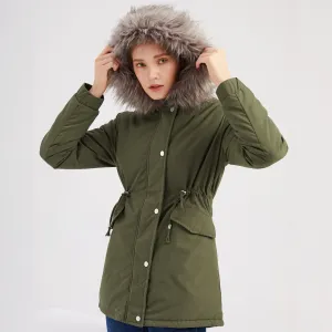 Polina™ | Parka Hood Velvet Lined Warm Mid-Length Cotton Jacket