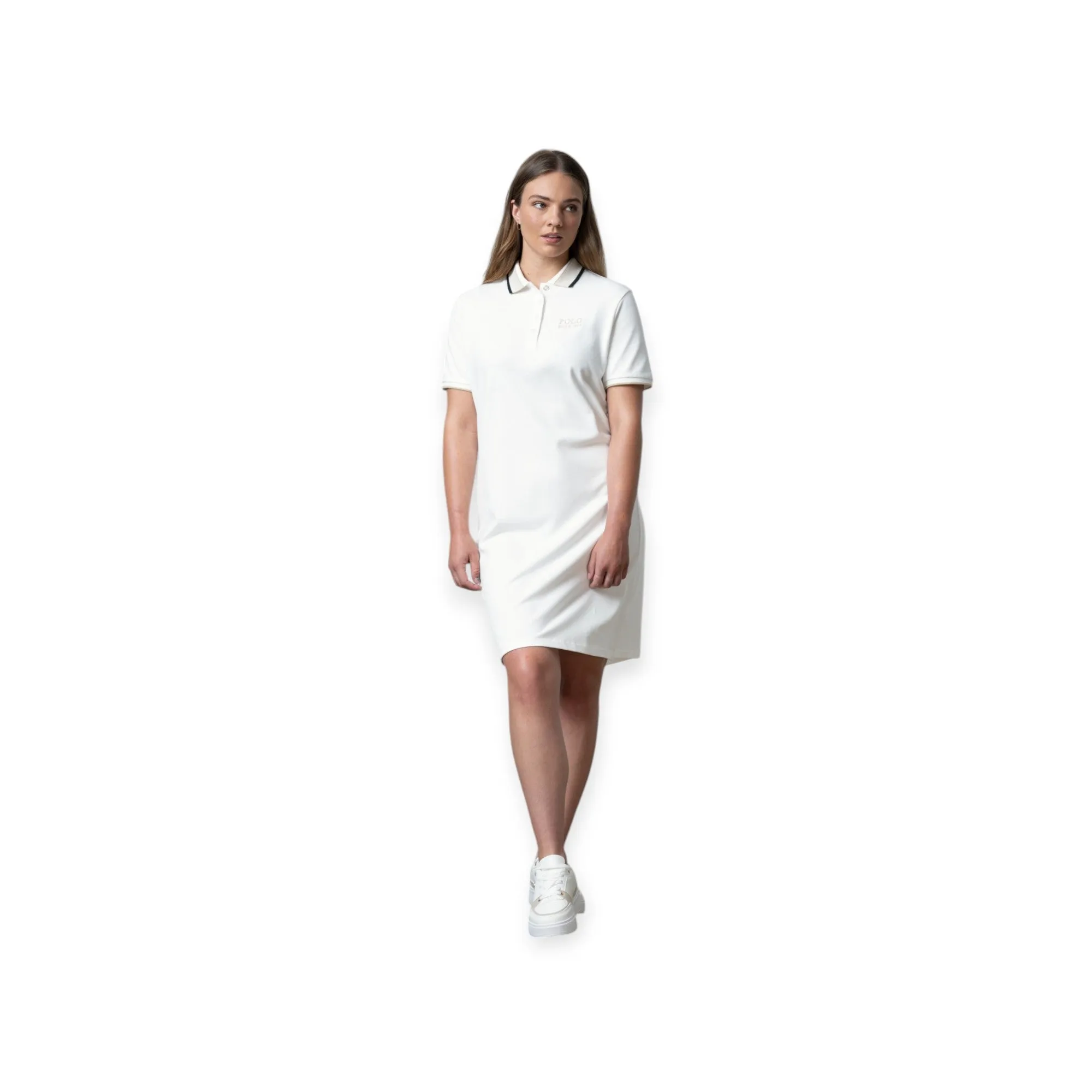 Polo Women Macey Short Sleeve Tipped Golfer Dress Off White