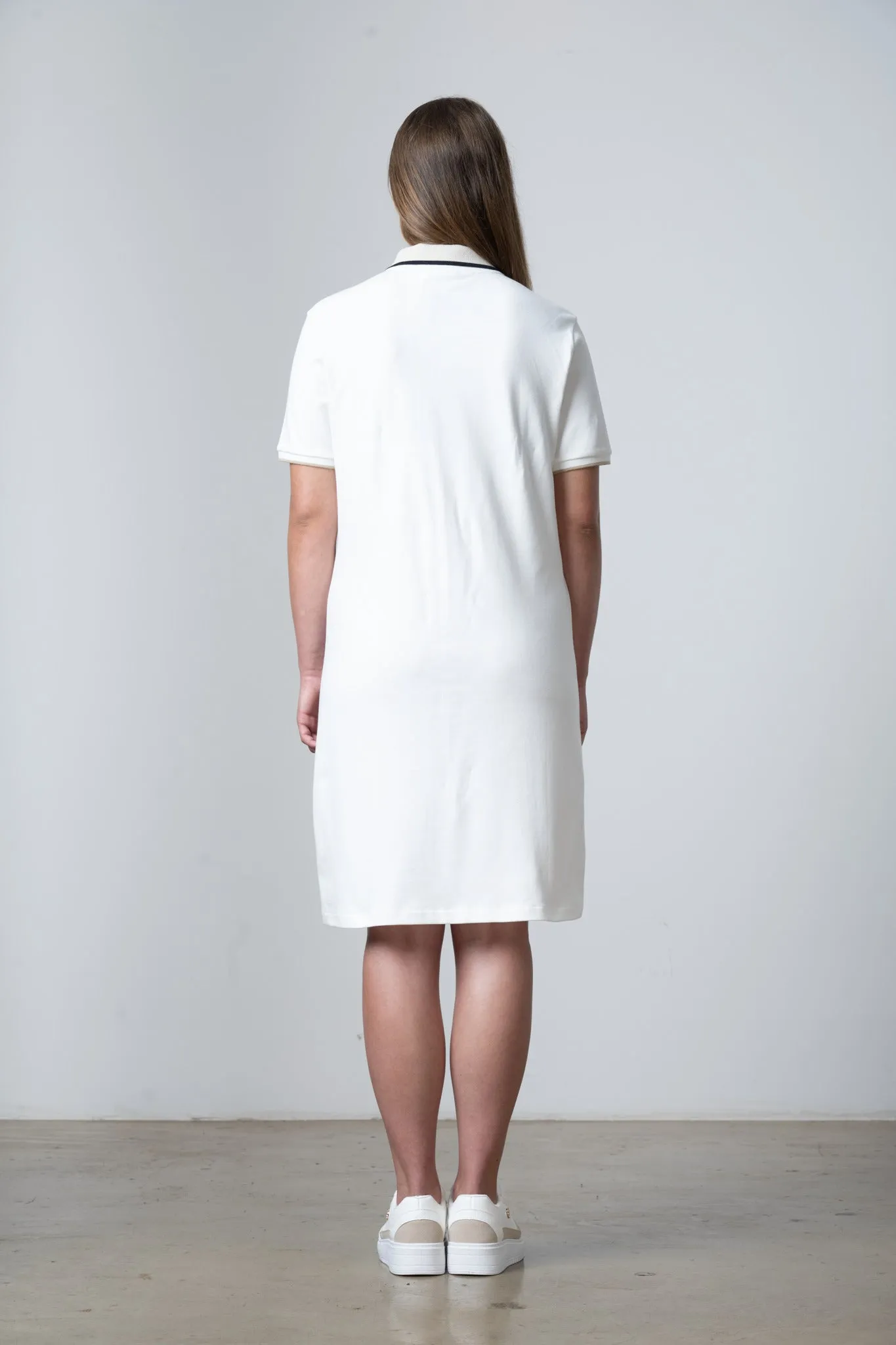 Polo Women Macey Short Sleeve Tipped Golfer Dress Off White