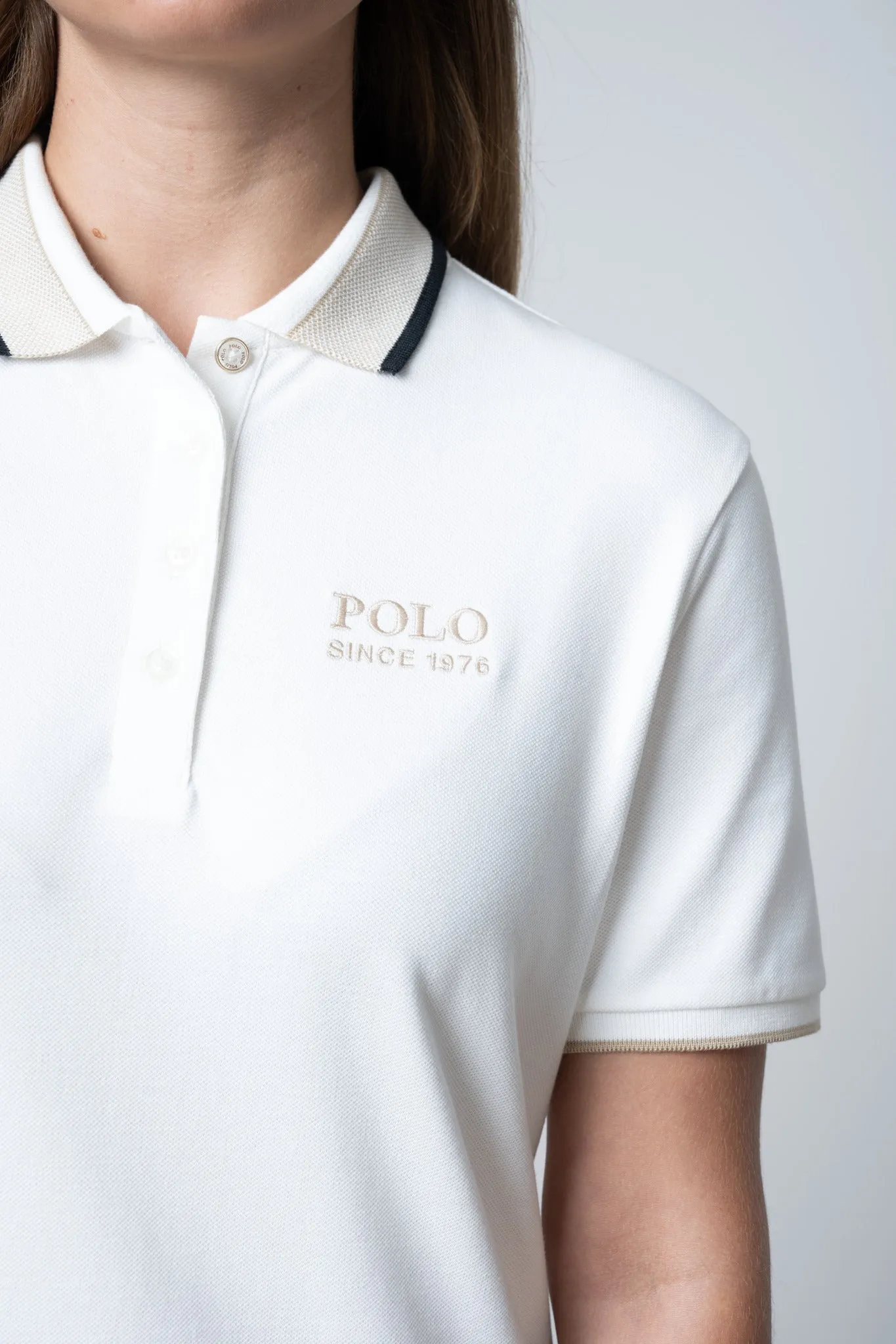 Polo Women Macey Short Sleeve Tipped Golfer Dress Off White
