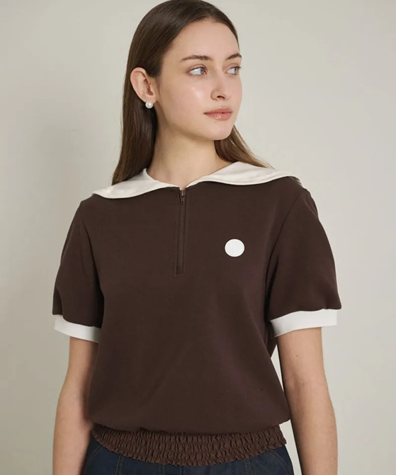 POSHERD Airy Smoking Sailor Top - Brown (UV CUT)