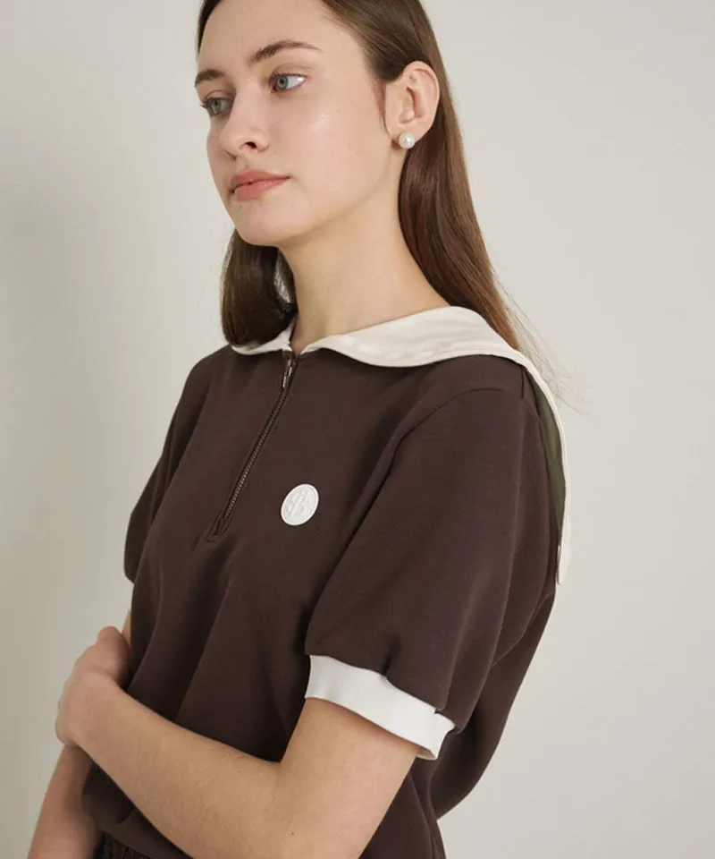 POSHERD Airy Smoking Sailor Top - Brown (UV CUT)