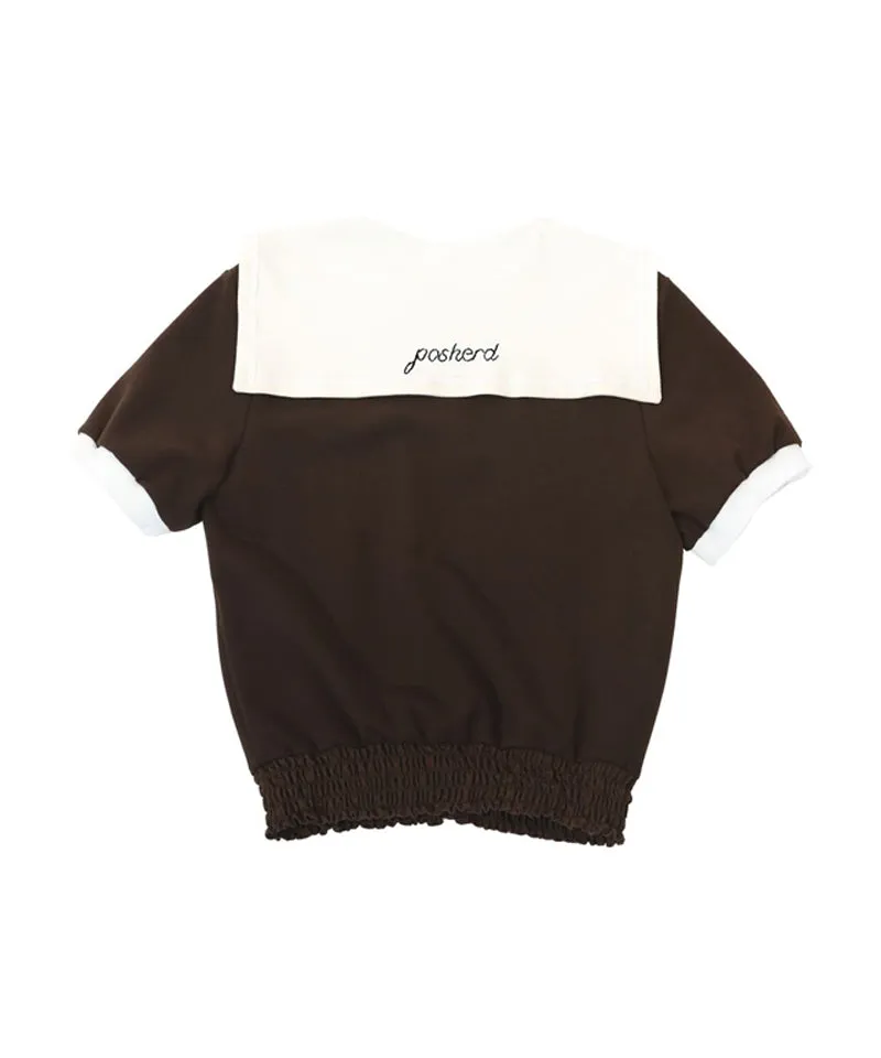 POSHERD Airy Smoking Sailor Top - Brown (UV CUT)