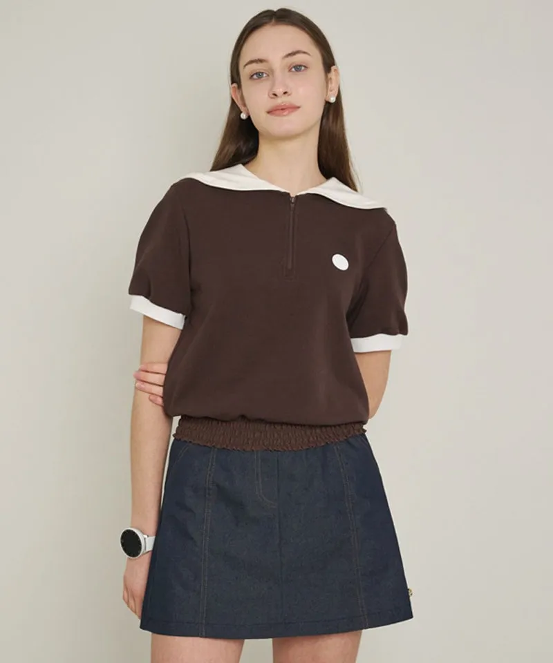 POSHERD Airy Smoking Sailor Top - Brown (UV CUT)