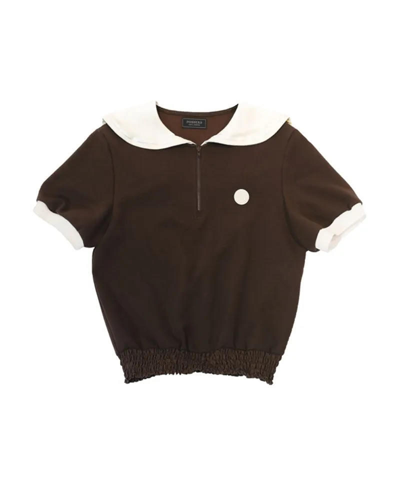 POSHERD Airy Smoking Sailor Top - Brown (UV CUT)